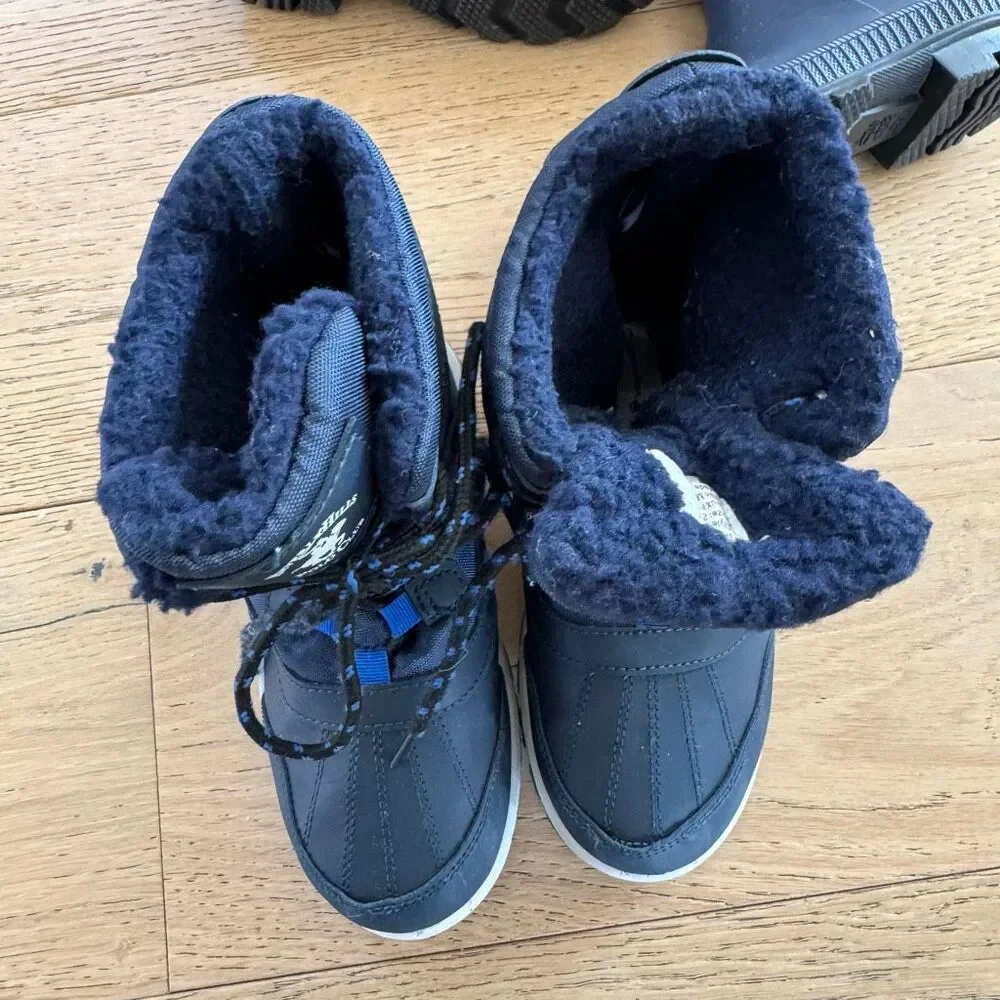 Bundle of boys size 1 & 2 Navy Blue Rain Boots Snow Boots